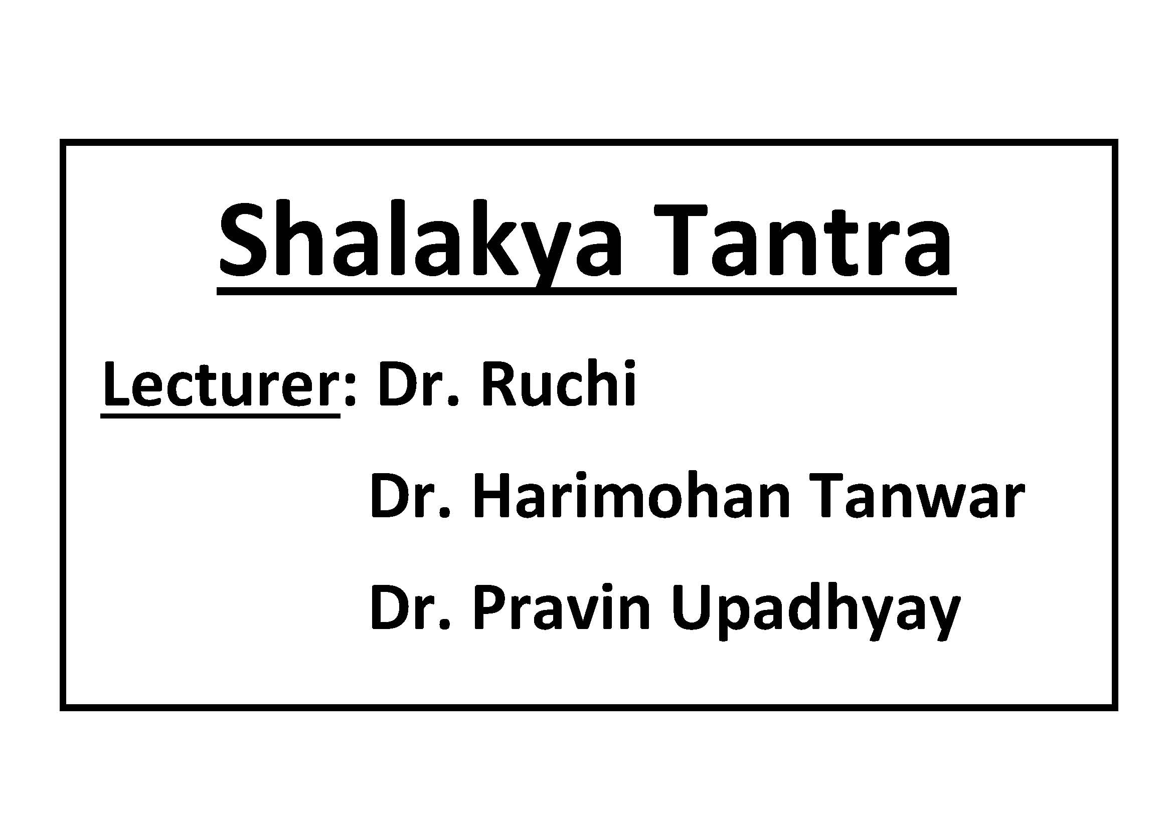 Shalakya Tantra